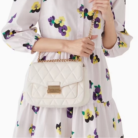 Kate Spade Carey Medium Quilted Flap Shoulder Bag Light Pink - Picture 3 of 11